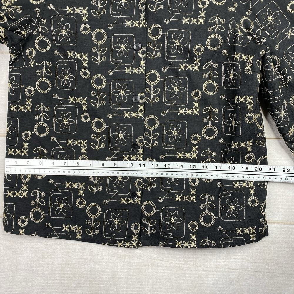 Alfred Dunner Womens Cardigan Jacket 12 Petite Black Embroidered Button Up - Picture 10 of 12